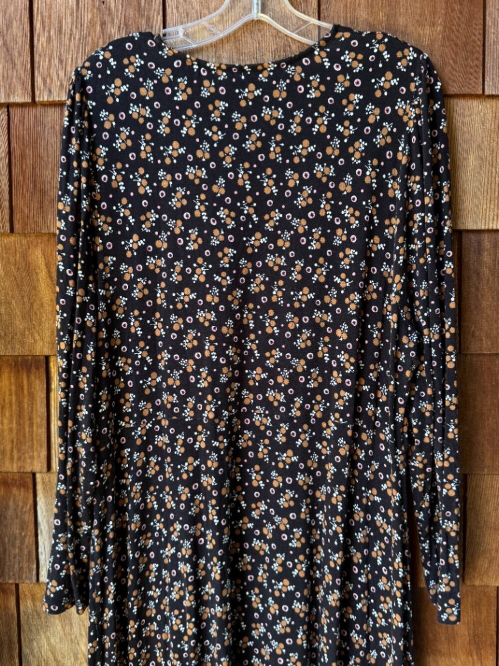 EUC BODEN Crew Neck Black Floral Pop Spot Long Sleeve Jersey Midi Dress US 20/22 - Picture 7 of 11